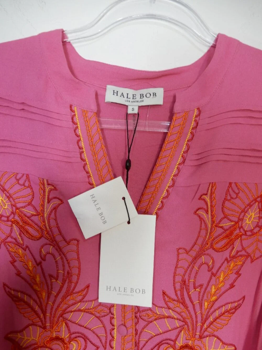 HALE BOB Rosa Janina Embroidered Maxi Long DRESS Size S Pink Floral Boho NEW - Picture 12 of 14